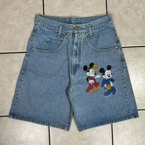 Vintage 90s Johnny Jeans Mickey & Minnie Mouse Men’s Denim Jorts/Shorts Size 29”
